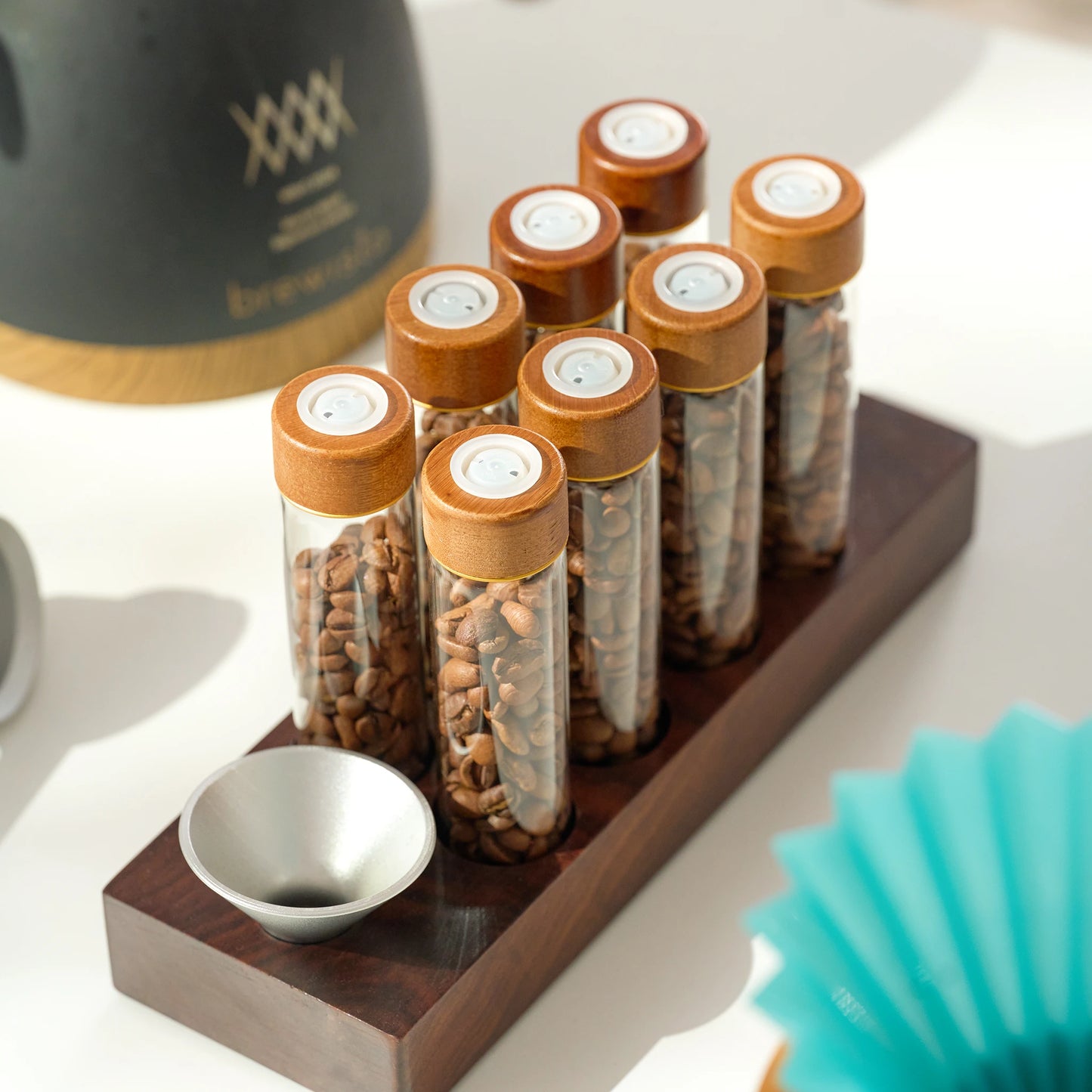 Coffee Bean Storage Set with Walnut Wood Stand